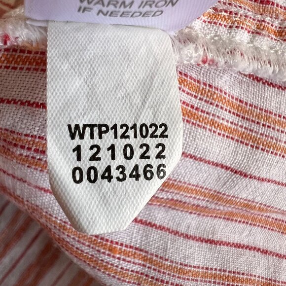 J. Jill Pure Linen Coral Orange White Striped Popover 3/4 Sleeve Tunic - Picture 10 of 13